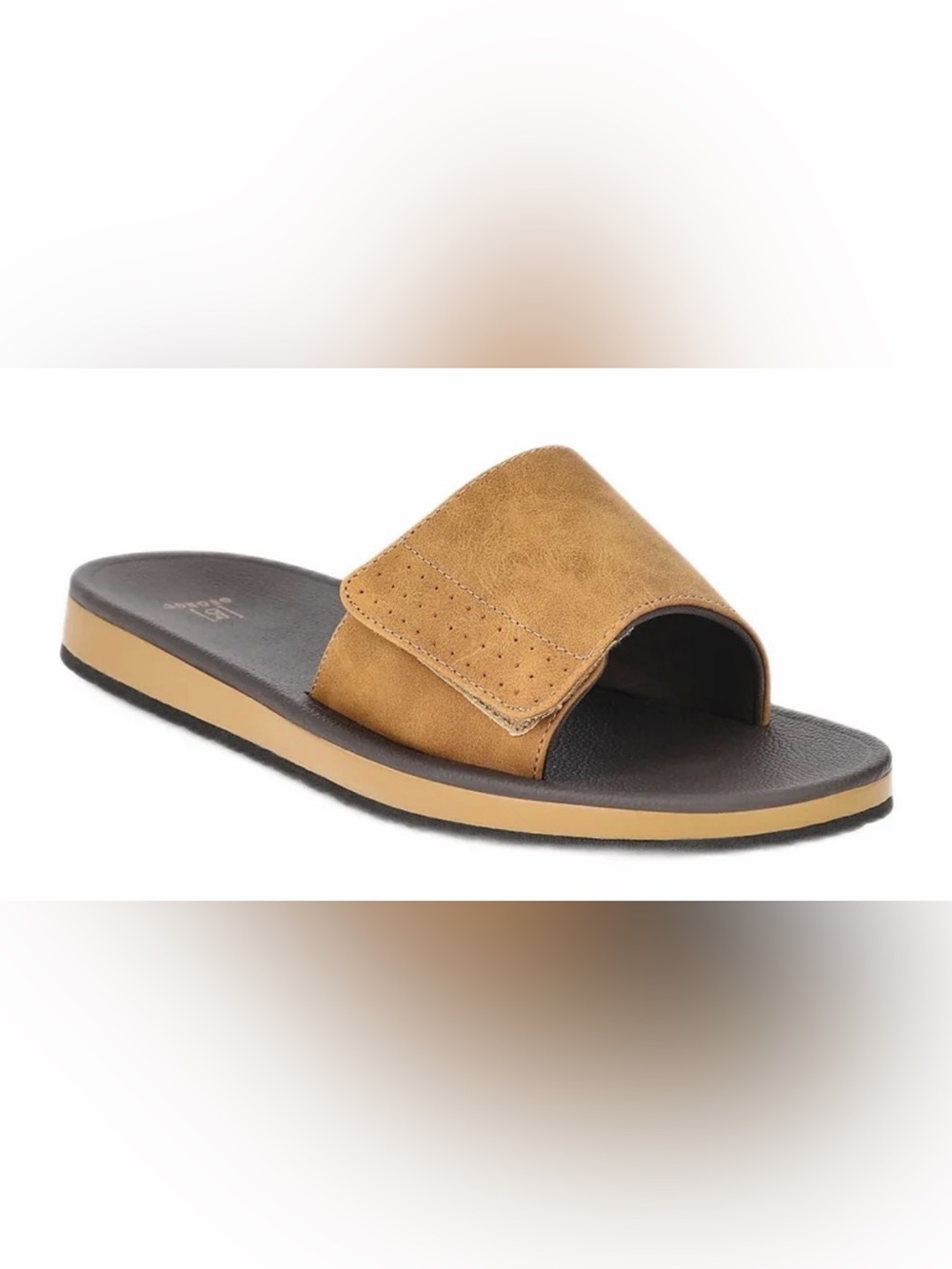 George Men's Slide Sandal in Tan and Black Size 12